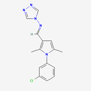 molecular formula C15H14ClN5 B3910376 N-{[1-(3-chlorophenyl)-2,5-dimethyl-1H-pyrrol-3-yl]methylene}-4H-1,2,4-triazol-4-amine 