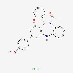 molecular formula C28H27ClN2O3 B3910396 10-acetyl-3-(4-methoxyphenyl)-11-phenyl-2,3,4,5,10,11-hexahydro-1H-dibenzo[b,e][1,4]diazepin-1-one hydrochloride 