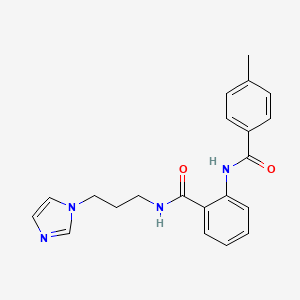 molecular formula C21H22N4O2 B3910403 N-[3-(1H-imidazol-1-yl)propyl]-2-[(4-methylbenzoyl)amino]benzamide 