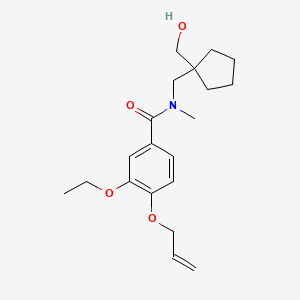molecular formula C20H29NO4 B3910407 4-(allyloxy)-3-ethoxy-N-{[1-(hydroxymethyl)cyclopentyl]methyl}-N-methylbenzamide 