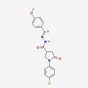 molecular formula C19H18ClN3O3 B3910440 1-(4-chlorophenyl)-N'-(4-methoxybenzylidene)-5-oxo-3-pyrrolidinecarbohydrazide 