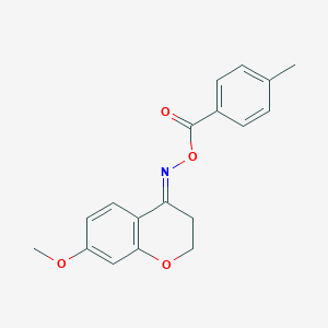 molecular formula C18H17NO4 B3910448 7-methoxy-2,3-dihydro-4H-chromen-4-one O-(4-methylbenzoyl)oxime 