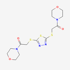 molecular formula C14H20N4O4S3 B3910455 4,4'-{1,3,4-thiadiazole-2,5-diylbis[thio(1-oxo-2,1-ethanediyl)]}dimorpholine 
