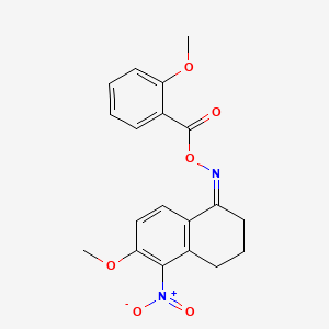 molecular formula C19H18N2O6 B3910482 6-methoxy-5-nitro-3,4-dihydro-1(2H)-naphthalenone O-(2-methoxybenzoyl)oxime 