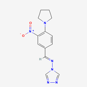 molecular formula C13H14N6O2 B3910495 N-[3-nitro-4-(1-pyrrolidinyl)benzylidene]-4H-1,2,4-triazol-4-amine 