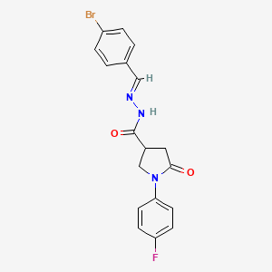molecular formula C18H15BrFN3O2 B3910496 N'-(4-bromobenzylidene)-1-(4-fluorophenyl)-5-oxo-3-pyrrolidinecarbohydrazide 