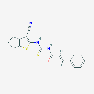 molecular formula C18H15N3OS2 B391051 N-cinnamoyl-N'-(3-cyano-5,6-dihydro-4H-cyclopenta[b]thien-2-yl)thiourea 