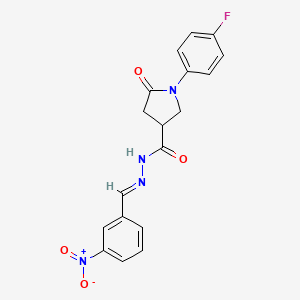 molecular formula C18H15FN4O4 B3910512 1-(4-fluorophenyl)-N'-(3-nitrobenzylidene)-5-oxo-3-pyrrolidinecarbohydrazide 