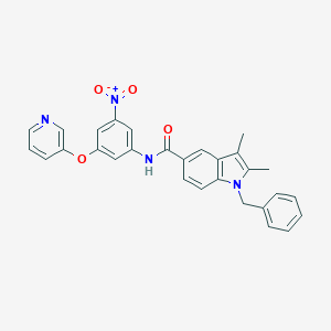 molecular formula C29H24N4O4 B391056 1-benzyl-N-[3-nitro-5-(3-pyridinyloxy)phenyl]-2,3-dimethyl-1H-indole-5-carboxamide 
