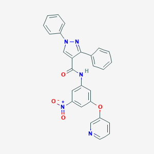 molecular formula C27H19N5O4 B391058 N-[3-nitro-5-(3-pyridinyloxy)phenyl]-1,3-diphenyl-1H-pyrazole-4-carboxamide 
