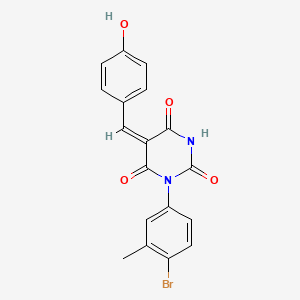 molecular formula C18H13BrN2O4 B3910584 1-(4-bromo-3-methylphenyl)-5-(4-hydroxybenzylidene)-2,4,6(1H,3H,5H)-pyrimidinetrione 