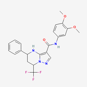 molecular formula C22H21F3N4O3 B3910609 N-(3,4-dimethoxyphenyl)-5-phenyl-7-(trifluoromethyl)-4,5,6,7-tetrahydropyrazolo[1,5-a]pyrimidine-3-carboxamide 