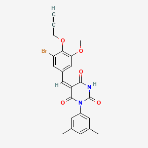 molecular formula C23H19BrN2O5 B3910663 5-[3-bromo-5-methoxy-4-(2-propyn-1-yloxy)benzylidene]-1-(3,5-dimethylphenyl)-2,4,6(1H,3H,5H)-pyrimidinetrione 
