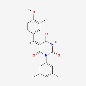 molecular formula C21H20N2O4 B3910682 1-(3,5-dimethylphenyl)-5-(4-methoxy-3-methylbenzylidene)-2,4,6(1H,3H,5H)-pyrimidinetrione 