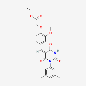 molecular formula C24H24N2O7 B3910686 ethyl (4-{[1-(3,5-dimethylphenyl)-2,4,6-trioxotetrahydro-5(2H)-pyrimidinylidene]methyl}-2-methoxyphenoxy)acetate 