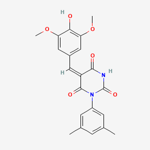 molecular formula C21H20N2O6 B3910708 1-(3,5-dimethylphenyl)-5-(4-hydroxy-3,5-dimethoxybenzylidene)-2,4,6(1H,3H,5H)-pyrimidinetrione 