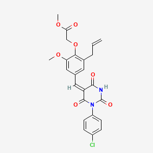 molecular formula C24H21ClN2O7 B3910720 methyl (2-allyl-4-{[1-(4-chlorophenyl)-2,4,6-trioxotetrahydro-5(2H)-pyrimidinylidene]methyl}-6-methoxyphenoxy)acetate 