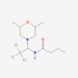 molecular formula C12H21Cl3N2O2 B3910730 N-[2,2,2-trichloro-1-(2,6-dimethyl-4-morpholinyl)ethyl]butanamide 