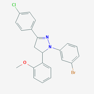molecular formula C22H18BrClN2O B391075 1-(3-bromophenyl)-3-(4-chlorophenyl)-5-(2-methoxyphenyl)-4,5-dihydro-1H-pyrazole 