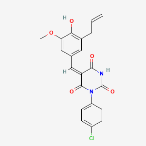 molecular formula C21H17ClN2O5 B3910774 5-(3-allyl-4-hydroxy-5-methoxybenzylidene)-1-(4-chlorophenyl)-2,4,6(1H,3H,5H)-pyrimidinetrione 