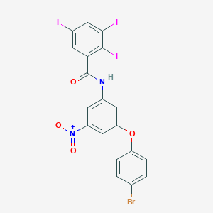 molecular formula C19H10BrI3N2O4 B391079 N-{3-(4-bromophenoxy)-5-nitrophenyl}-2,3,5-triiodobenzamide 