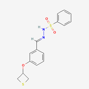 molecular formula C16H16N2O3S2 B3910793 N'-[3-(3-thietanyloxy)benzylidene]benzenesulfonohydrazide 