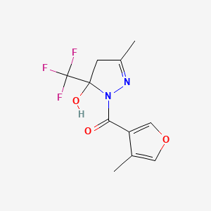 molecular formula C11H11F3N2O3 B3910809 3-methyl-1-(4-methyl-3-furoyl)-5-(trifluoromethyl)-4,5-dihydro-1H-pyrazol-5-ol 