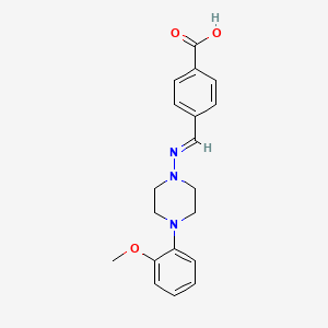 molecular formula C19H21N3O3 B3910833 4-({[4-(2-methoxyphenyl)-1-piperazinyl]imino}methyl)benzoic acid 