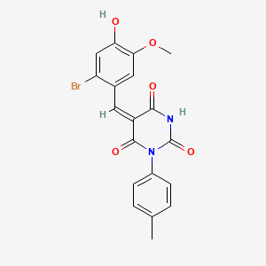 molecular formula C19H15BrN2O5 B3910846 5-(2-bromo-4-hydroxy-5-methoxybenzylidene)-1-(4-methylphenyl)-2,4,6(1H,3H,5H)-pyrimidinetrione 