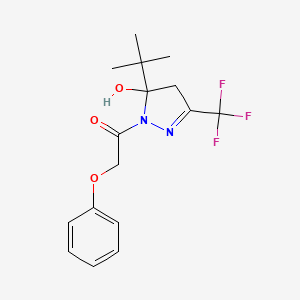 molecular formula C16H19F3N2O3 B3910877 5-tert-butyl-1-(phenoxyacetyl)-3-(trifluoromethyl)-4,5-dihydro-1H-pyrazol-5-ol 