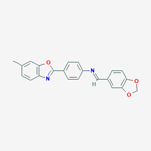 molecular formula C22H16N2O3 B391092 N-(1,3-benzodioxol-5-ylmethylene)-N-[4-(6-methyl-1,3-benzoxazol-2-yl)phenyl]amine 