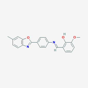 molecular formula C22H18N2O3 B391093 2-Methoxy-6-({[4-(6-methyl-1,3-benzoxazol-2-yl)phenyl]imino}methyl)phenol 