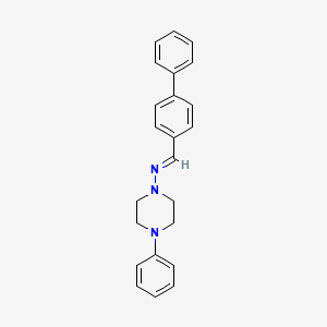 N-(4-biphenylylmethylene)-4-phenyl-1-piperazinamine