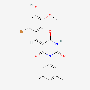 molecular formula C20H17BrN2O5 B3910981 5-(2-bromo-4-hydroxy-5-methoxybenzylidene)-1-(3,5-dimethylphenyl)-2,4,6(1H,3H,5H)-pyrimidinetrione 