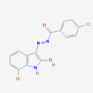molecular formula C15H9BrClN3O2 B391099 N'-(7-bromo-2-oxo-1,2-dihydro-3H-indol-3-ylidene)-4-chlorobenzohydrazide 