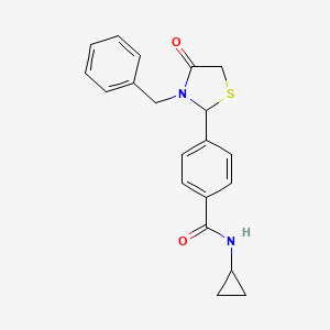 molecular formula C20H20N2O2S B3910990 4-(3-benzyl-4-oxo-1,3-thiazolidin-2-yl)-N-cyclopropylbenzamide 