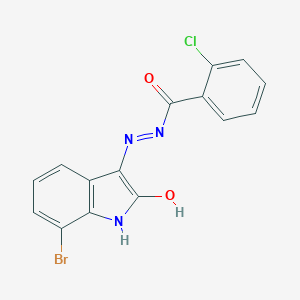 molecular formula C15H9BrClN3O2 B391100 2-Chlorobenzoic acid, (7-bromo-2-oxo-1,2-dihydro-indol-3-ylidene)hydrazide 