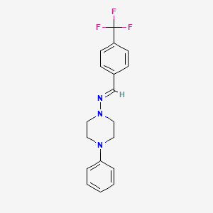 molecular formula C18H18F3N3 B3911009 4-phenyl-N-[4-(trifluoromethyl)benzylidene]-1-piperazinamine 