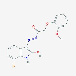 molecular formula C17H14BrN3O4 B391102 N'-(7-bromo-2-oxo-1,2-dihydro-3H-indol-3-ylidene)-2-(2-methoxyphenoxy)acetohydrazide 