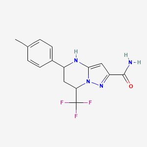 molecular formula C15H15F3N4O B3911041 5-(4-methylphenyl)-7-(trifluoromethyl)-4,5,6,7-tetrahydropyrazolo[1,5-a]pyrimidine-2-carboxamide 