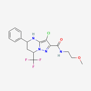 molecular formula C17H18ClF3N4O2 B3911066 3-chloro-N-(2-methoxyethyl)-5-phenyl-7-(trifluoromethyl)-4,5,6,7-tetrahydropyrazolo[1,5-a]pyrimidine-2-carboxamide 