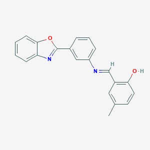 molecular formula C21H16N2O2 B391109 2-({[3-(1,3-Benzoxazol-2-yl)phenyl]imino}methyl)-4-methylphenol 