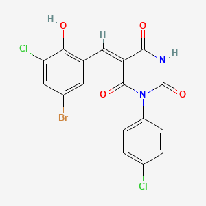 molecular formula C17H9BrCl2N2O4 B3911098 5-(5-bromo-3-chloro-2-hydroxybenzylidene)-1-(4-chlorophenyl)-2,4,6(1H,3H,5H)-pyrimidinetrione 