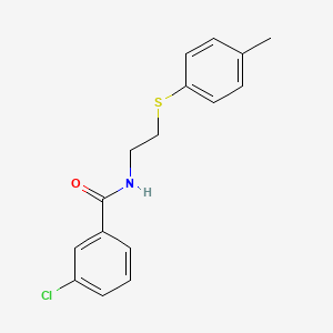 molecular formula C16H16ClNOS B3911115 3-chloro-N-{2-[(4-methylphenyl)thio]ethyl}benzamide 