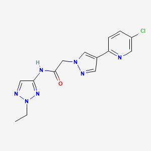 molecular formula C14H14ClN7O B3911130 2-[4-(5-chloropyridin-2-yl)-1H-pyrazol-1-yl]-N-(2-ethyl-2H-1,2,3-triazol-4-yl)acetamide 