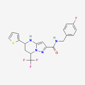 molecular formula C19H16F4N4OS B3911136 N-(4-fluorobenzyl)-5-(2-thienyl)-7-(trifluoromethyl)-4,5,6,7-tetrahydropyrazolo[1,5-a]pyrimidine-2-carboxamide 
