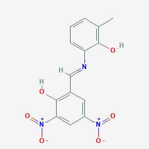 molecular formula C14H11N3O6 B391114 2-{[(2-Hydroxy-3-methylphenyl)imino]methyl}-4,6-bisnitrophenol 
