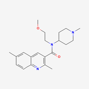 molecular formula C21H29N3O2 B3911159 N-(2-methoxyethyl)-2,6-dimethyl-N-(1-methylpiperidin-4-yl)quinoline-3-carboxamide 