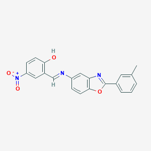 molecular formula C21H15N3O4 B391116 4-Nitro-2-({[2-(3-methylphenyl)-1,3-benzoxazol-5-yl]imino}methyl)phenol 