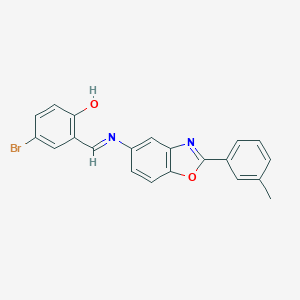 molecular formula C21H15BrN2O2 B391117 4-Bromo-2-({[2-(3-methylphenyl)-1,3-benzoxazol-5-yl]imino}methyl)phenol 